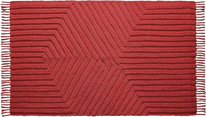 Boho Rugs for Living Room 4x6, Farmhouse Cotton Area Rug for Bedroom, Washable Tufted Indoor Floor Carpet for Kitchen Dorm Office Dining Room Office Home Decor, Rust Bricks