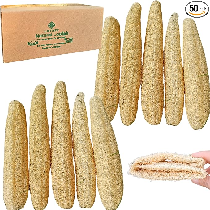 10 Pcs (7 – 10 Inches) Natural Loofah Sponge | Organic Loofah | Shower Loofah Exfoliating Body Scrubber | Bath for Loofah for Men and Women | (10 - Pack)