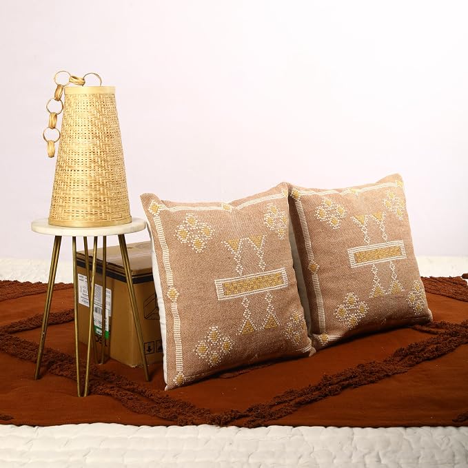 Trade Star 100% Cotton Throw Pillow Covers Handloomed Kilim Rug Decorative Cushion Cases Handwoven Pillowcase 18x18 Inches Set of 2 Sabra Cushion Covers
