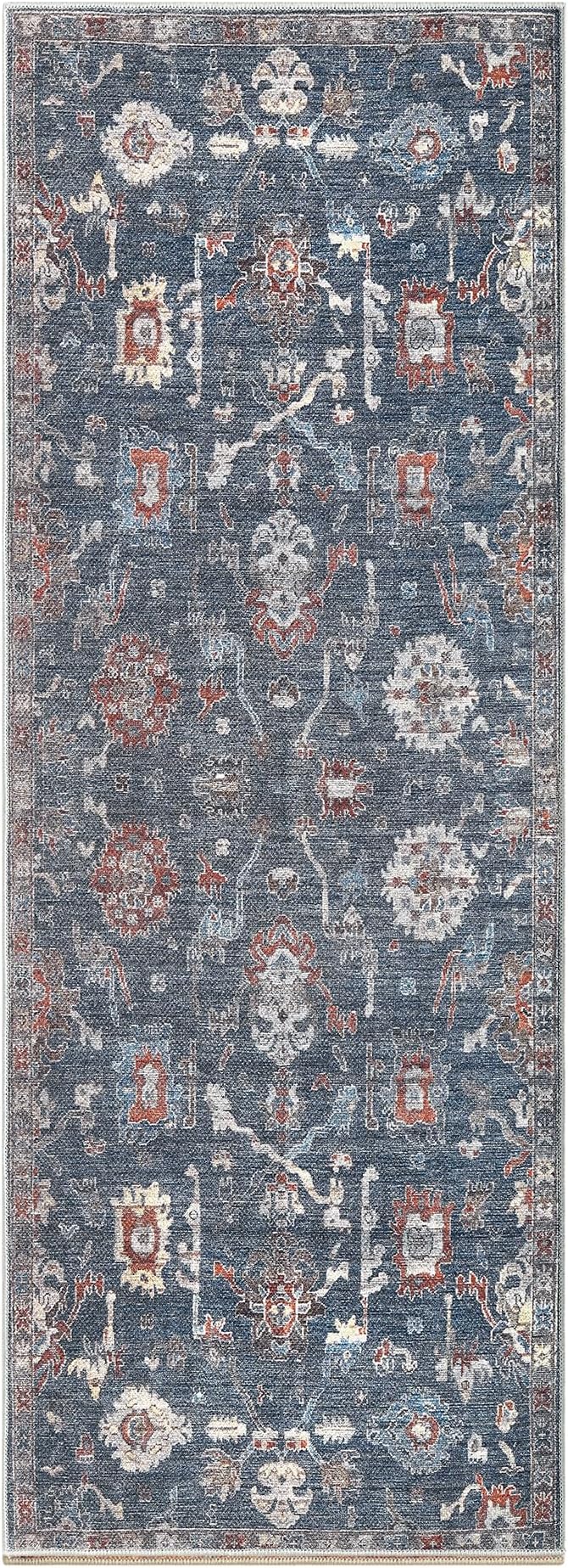 Keen Home Design 30"x120" Rug - Machine Washable Runner Rug with Non-Slip Backing, Ideal for Hallway, Entryway, Kitchen, Laundry Room - Vintage, Easy Clean, Durable, Low Pile - (2'6" x 10')