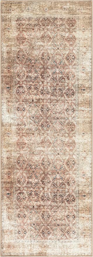 Keen Home Design 30"x120" Rug - Machine Washable Runner Rug with Non-Slip Backing, Ideal for Hallway, Entryway, Kitchen, Laundry Room - Vintage, Easy Clean, Durable, Low Pile - (2'6" x 10')