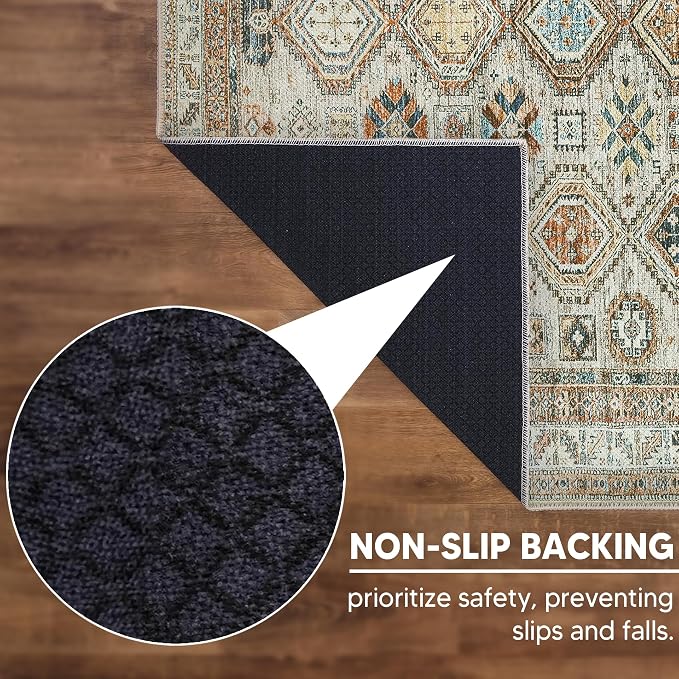 Keen Home Design 3x5 Rug - Machine Washable Entry Rug with Non-Slip Backing, Ideal for Enteryway, Kitchen, Bathroom, Laundry Room - Vintage, Easy Clean, Durable, Low Pile Rug - (3' x 5')