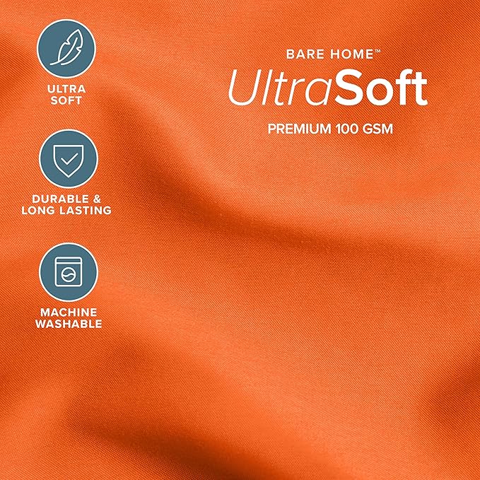 Bare Home Comforter Set - Queen Size - Ultra-Soft - Goose Down Alternative - Premium 1800 Series - All Season Warmth (Queen, Orange)