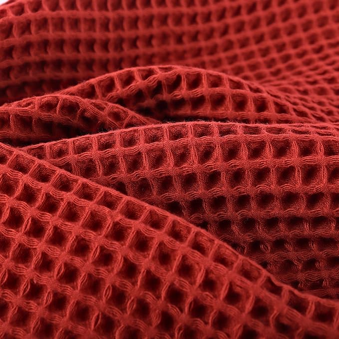 PÜSKÜL Pack of 2 Waffle Bath & Spa Towels - Premium 100% Turkish Organic Cotton - Quick Dry Thin Bath Towel for Bathroom - Made in Turkey (Brick, 32x63 inch)