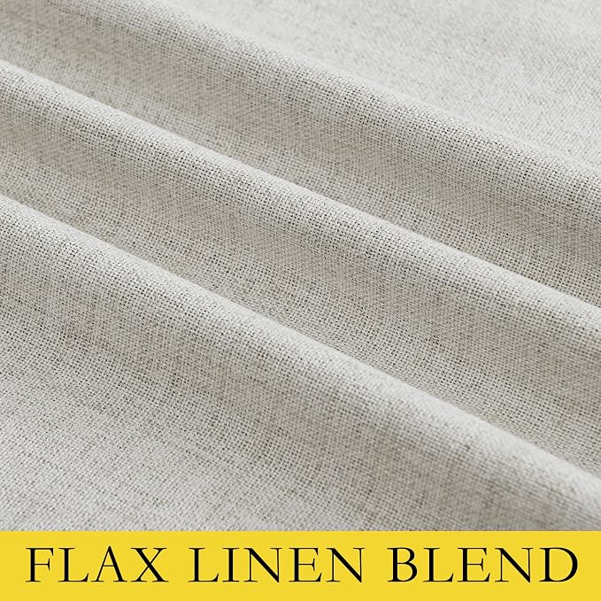 NICETOWN 100% Blackout Linen Curtains for Bedroom, Thick Insulated Rod Pocket & Back Tab Full Light Blocking Draperies with Gray Liner for Night Shift Workers (Set of 2, 52 by 78-inch, Alabaster Gray)
