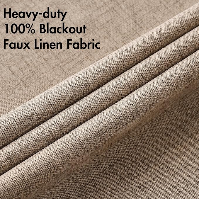 MIULEE Extra Wide 100% Blackout Curtains for Sliding Glass Doors Linen Textured W100 x L84 inch Panel Copper Brown Thermal Insulated Grommet Room Darkening Drapes for Patio, 1 Panel Set