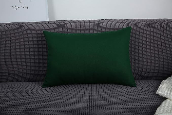 TangDepot 100% Cotton Solid Throw Pillow Cover 12x18 Deep Green | 100% cotton, same-color zip, machine wash & air dry. For living room, bedroom, office, car. 42 colors, 66 sizes. Cover only.