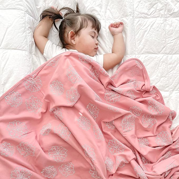 Woolino Toddler Blanket - Merino Wool and Organic Cotton Baby Blanket for Girls and Boys - 4 Season - 52.5” x 40” - Succulent