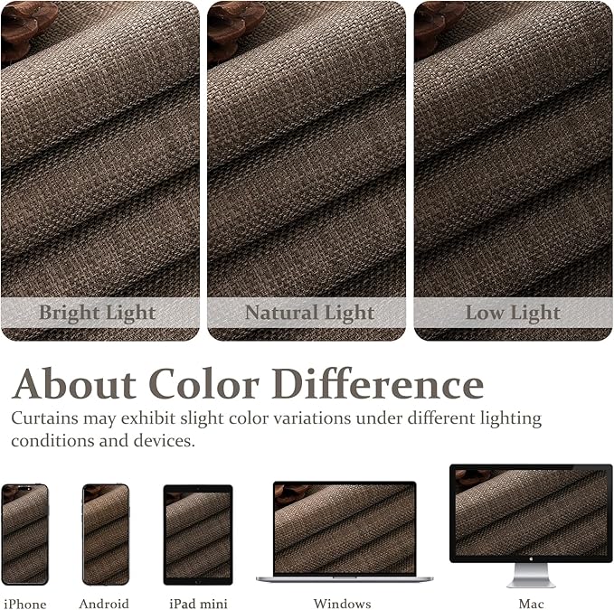 PleatedDrapes Dark Brown Blackout Curtains 86 Inches Long for Kids Bedroom, Memory Shape Pleat Two Layer Flax Linen Thermal Noise Reducing Modern Viral Drapes for 84-86 Inch Length Windows Panels of 2