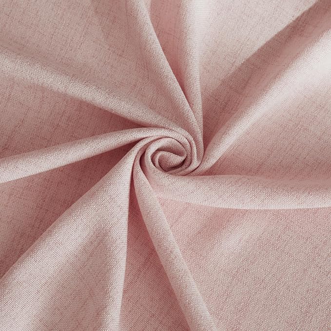 NICETOWN Blush Pink Linen Curtains 84 Inches Long 2 Panels for Bedroom Living Room, Privacy Linen Textured Window Drapes Semi Sheer Light Filtering Grommet Burlap Look Curtains, 52" W x 84" L
