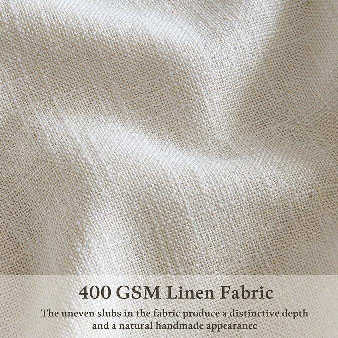 Semi Sheer Linen Curtains 72 Inches Long Neutral Country Cream Ivory Birch Flax Linen Light Filtering Pinch Pleated 72 Inch Curtains Back Tab for Door Cabin Closet 2 Panels Set Boho Farmhouse Decor