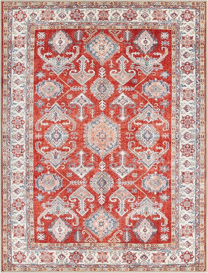 Keen Home Design 48"x72" Rug - Machine Washable Area Rug with Non-Slip Backing, Ideal for Living Room, Dining Room, Bedroom - Vintage, Easy Clean, Durable, Low Pile Rug - (4' x 6')