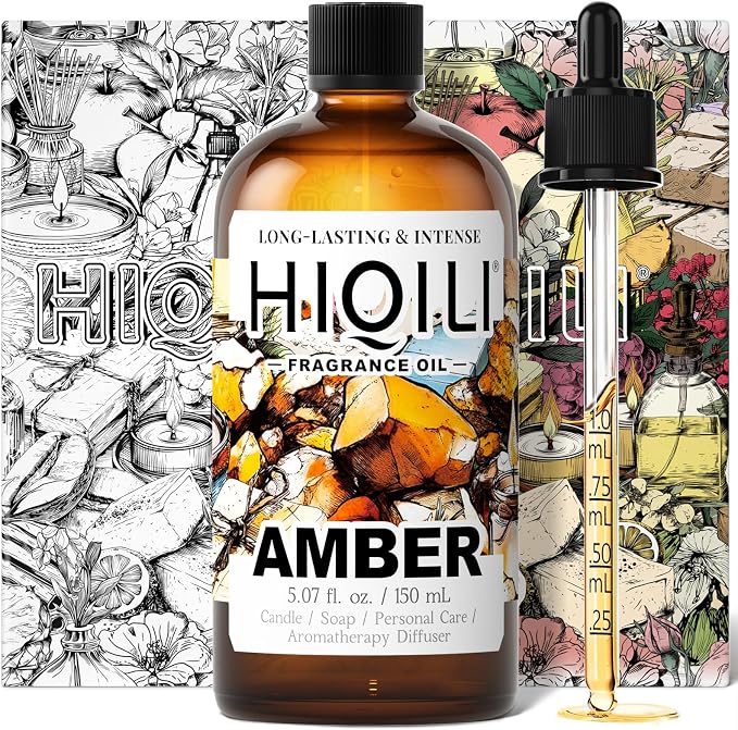 HIQILI Amber Fragrance Oil for Perfume Making - 5.07 Fl Oz / 150 ML | Add to Body Lotion, for Candle, Soap Making, Hotel Scents for Essential Oil Diffuser & Aromatherapy