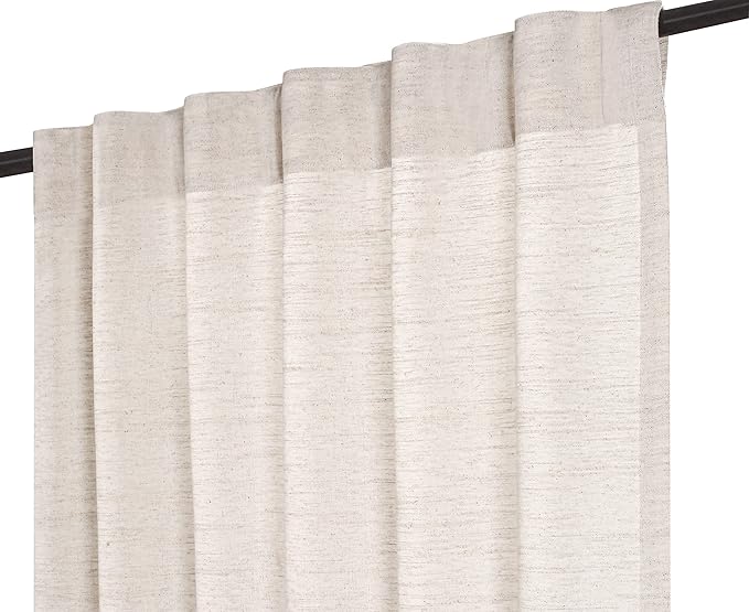 HOMIDATE Natural Textured Poly Flax Linen Curtain Panels, 50x108 Inches, Set of 2 - Living Room & Bedroom Drapes, Cotton Linen Flax Fabric for Christmas & Year-Round Style