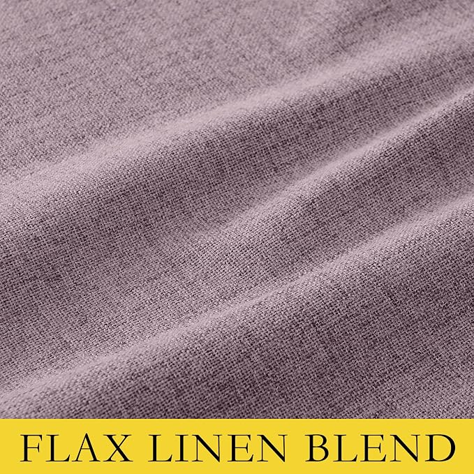 NICETOWN Chaise Mauve Vintage Linen 100% Blackout Curtains for Living Room, Thermal Insulated Curtains 84" Long, 52" Wide Per Panel, Set of 2, Noise Reducing Window Treatment Drapes for Hall Room