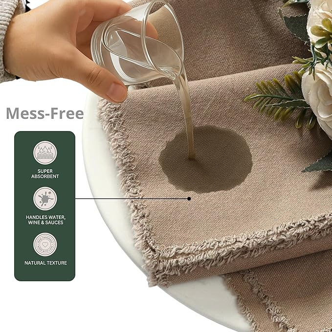 Ramanta Home Cloth Napkins Set of 4 Desert Beige 18x18 Inch - Spring Soft & Durable Frayed Dinner Napkin for Easter Wedding, Birthday | Heavy Weight Fabric Table Linen for Everyday Use Family Dinners