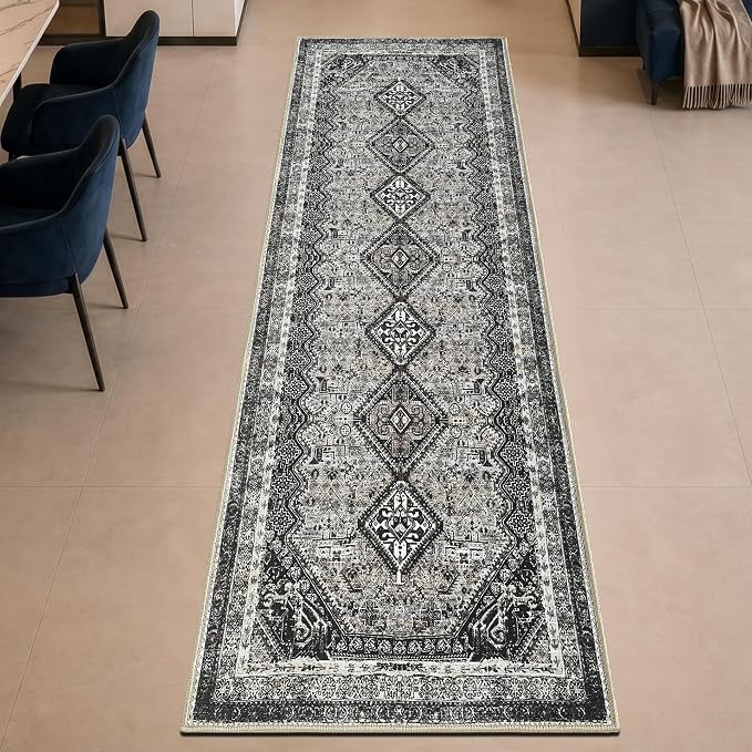 Keen Home Design 30"x84" Rug - Machine Washable Runner Rug with Non-Slip Backing, Ideal for Hallway, Entryway, Kitchen, Laundry Room - Vintage, Easy Clean, Durable, Low Pile Rug - (2'6" x 7')
