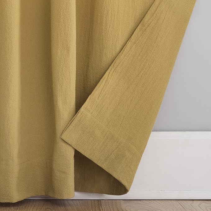 Archaeo Washed Cotton Twist Tab Curtain, 52" x 84", Mustard Yellow