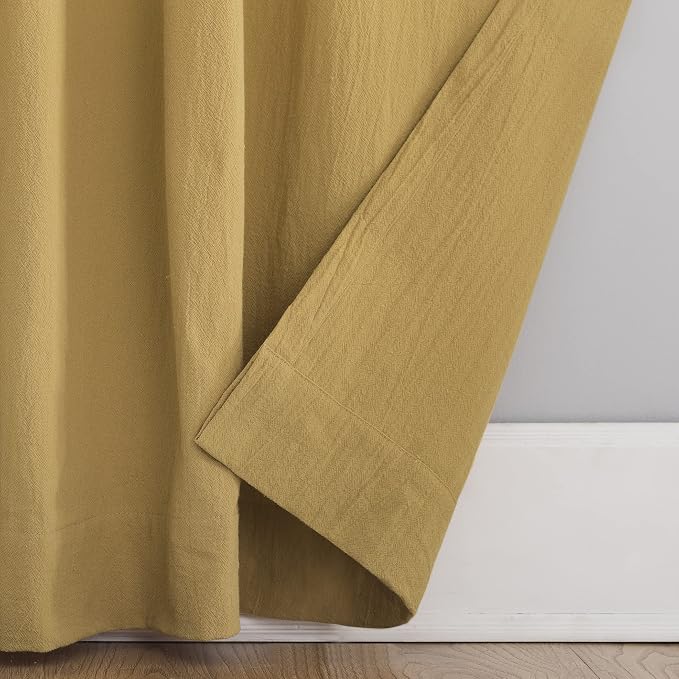Archaeo Washed Cotton Twist Tab Curtain, 52" x 63", Mustard Yellow