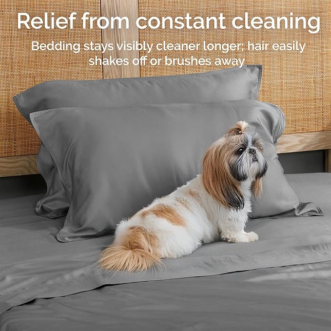 Pillow Cases Queen Size Set of 2 Pillowcases 100% Viscose Derived from Bamboo Cooling Pillowcases, Soft & Breathable Pillow Case with Envelope Closure, Gray Pillow Cases (Steel)