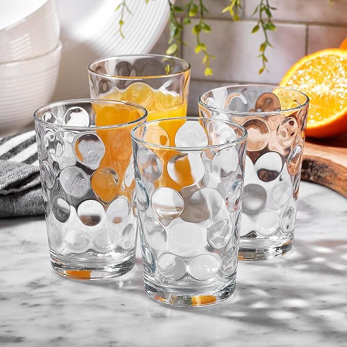 Home Essentials Juice Glasses Set Of 4 Water Tumbler Glasses Cups 7 oz Uses for Juice, Water, Cocktails, and more Beverages. Dishwasher safe…