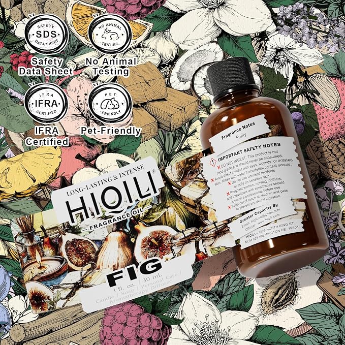 HIQILI Fig Fragrance Oil, DIY Perfume, Add to Bath & Body Products - 30ML | Suitable for Hotel Scent Diffuser, Candle & Soap Making Kit, Add to Skin Care Product, Graduated Dropper Included