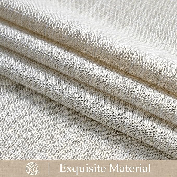 NICETOWN 84 inch Linen Curtains 2 Panels Set for Bedroom/Living Room, 55" Wide Butlywood Birch Thick Farmhouse Linen Privacy Window Drapes Rod Pocket & Back Tab with Light Filtering