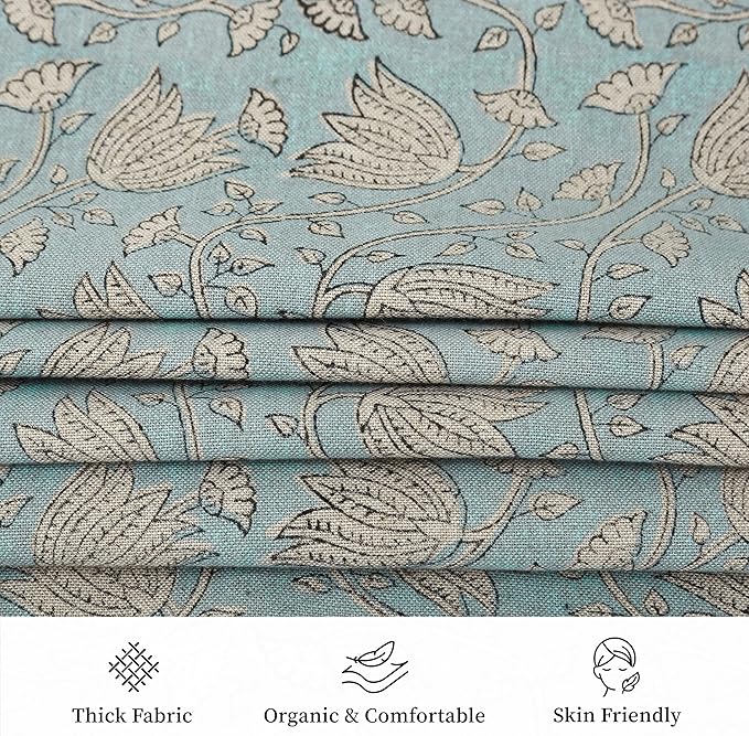 Hand-Block Printed, Artisan-Made Neutral Accent Throw Pillow Covers- 100% Cotton Cushion for Sofa, Bed, Chair, Home Decor, Boho, Indoor - Sansa (Light Blue, 20" x 20" (Pack of 2))
