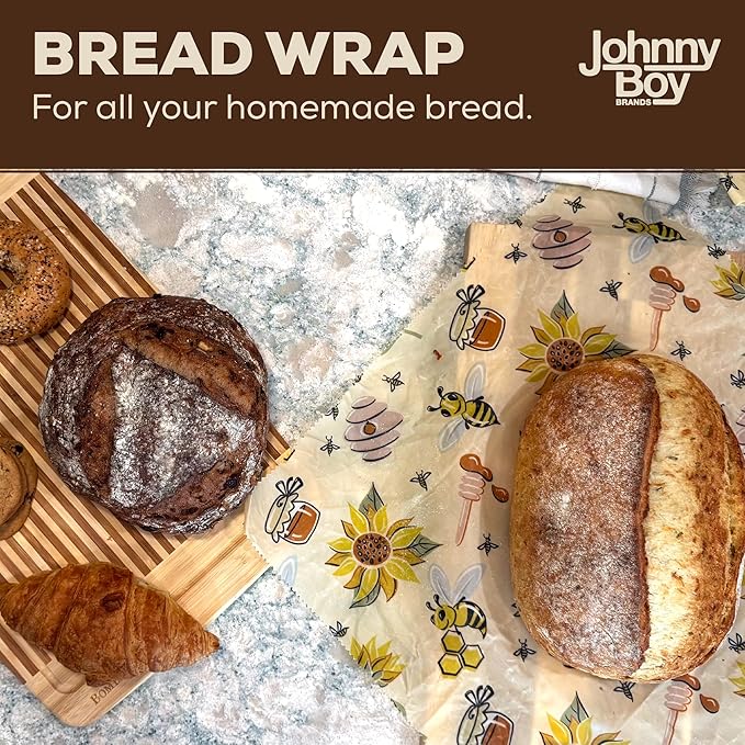 2 Pack - XL 19" x 19" - 5 Sq Ft - Beeswax Bread Wraps, Total 5 Sq Ft Coverage, Eco-Friendly Alternative to Plastic Wrap for Bread Storage, Bowls & Food Storage (Plum)