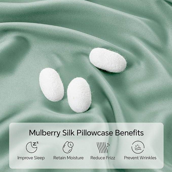 INFIIXSO Body Pillow Cover with Zipper, Luxury Mulberry Silk Body Pillow Case 20x54 Inches, Ultra Smooth and Soft Cooling Long Pillowcase, Gift for Women, Men(Mint Green)