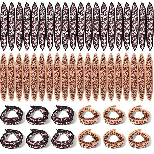 Bememo 40 Pieces Soft Curlers Hair Rollers Overnight Heatless Pillow Rollers for Hair Satin Sponge Curlers to Sleep in No Heat for Long Short Styling Tools(Leopard)