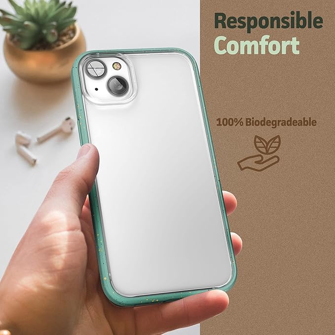 ENCASED Planet Eco Case, Designed for iPhone 14 - Earth Friendly 100% Biodegradable Compostable Bio Case and Packaging (Sage Green)
