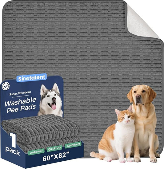 Washable Pee Pads for Dogs, Reusable Puppy Pads Dog Pads, Non-Slip Dog Pee Pads, Leakproof Pet Pee Pads Wee Wee Pads for Dogs. (Dark Grey, 60"x82"(Pack of 1))
