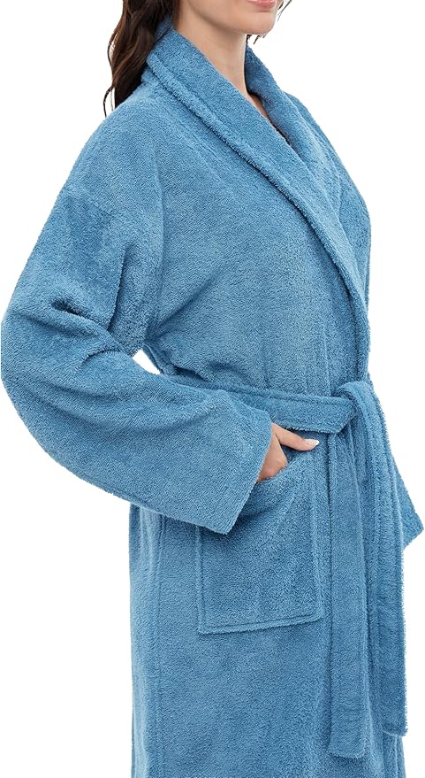Arus Women's Shawl Collar Robe, Turkish Terry Cotton Bathrobe,with Regular and Full Length Options