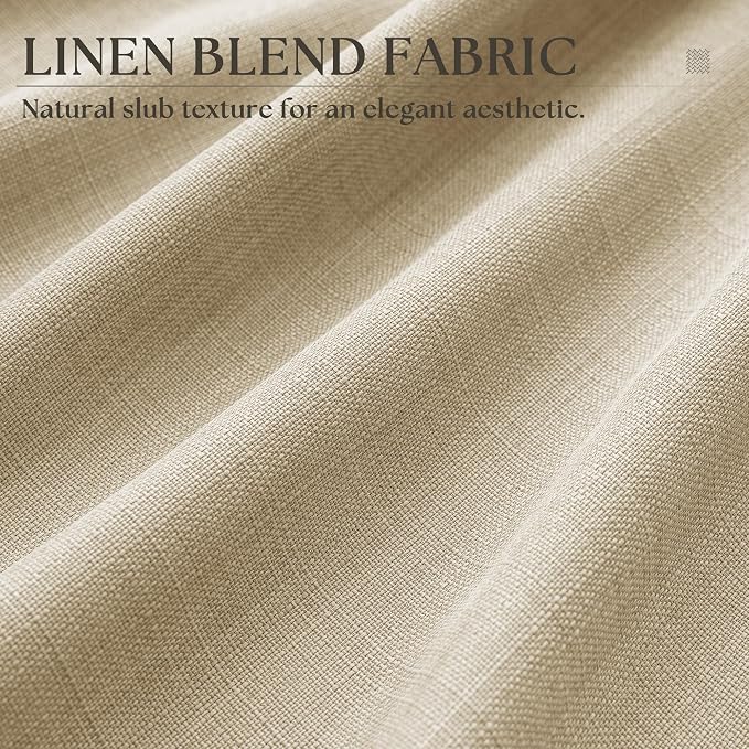 Oatmeal Curtains 90 Inches Long for Bedroom 2 Panels Set Grommet Rustic Farmhouse Burlap Drapes Light Filtering Non-See-Through Sand Beige Thick Linen Curtain for Living Room 90 Inch Length 52x90
