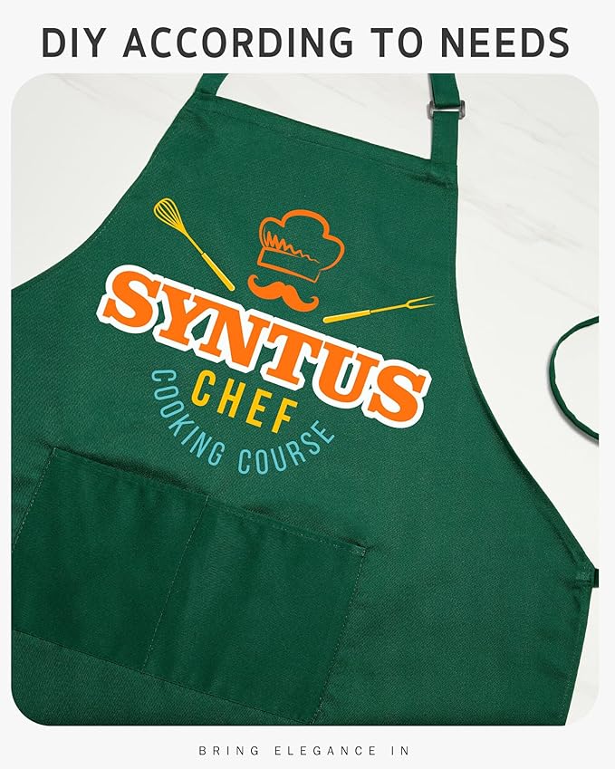 Syntus Chef Apron for Men Women Kitchen Cooking Apron with Pockets, Adjustable Bib Aprons Stain Resistant
