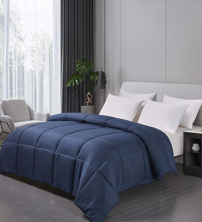 Blue Ridge Home Fashions Microfiber Color Down Down Alternative Comforter, Full-Queen, Navy