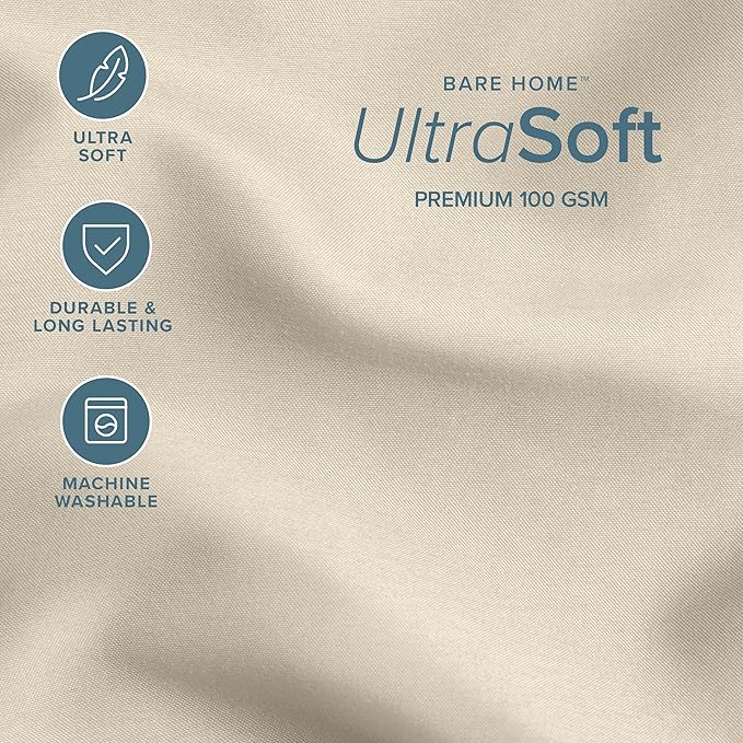 Bare Home Comforter Set - Oversized King Size - Ultra-Soft - Goose Down Alternative - Premium 1800 Series - All Season Warmth (Oversized King, Sand)