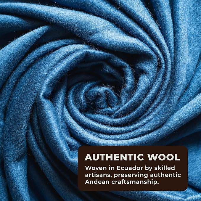 Alpaca Wool Throw Blanket | Ultra Soft, Lightweight, Warm, Breathable, Non-Itchy | Classic, Elegant-Minimalist Design for Bed, Couch, Travel, or Gift | 64" L x 45" W (Violet Blue)