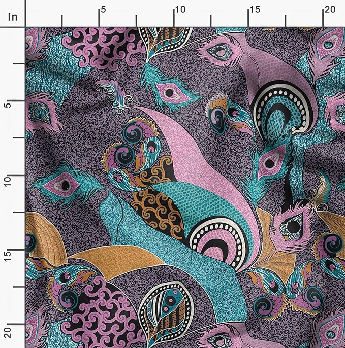 Soimoi African Print - Purple, Canvas Fabric Material - 56 Inch Wide, 1 Yard, Unstitched Fabric for Upholstery, Bags, Workwear and Outdoor Gear.