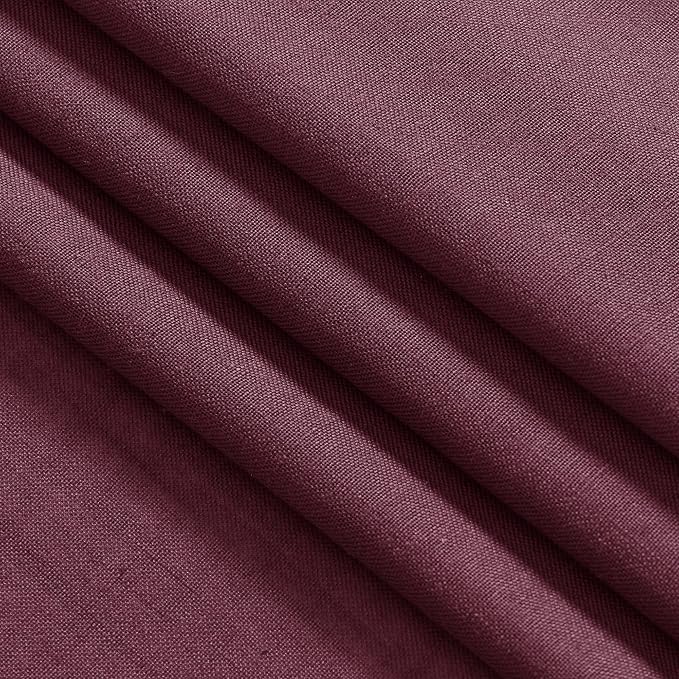 Burgundy Linen Curtains 63 Inches Long 2 Panel Sets for Living Room Bedroom Rod Pocket Back Tab Light Filtering Drape for Kitchen Window Short Protect Privacy Curtain Modern Farmhouse Decor 52x63