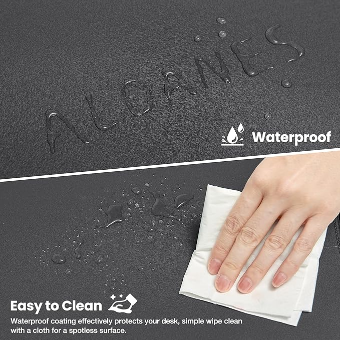 ALOANES Waterproof Mouse Pad with Durable Stitched Edge, XXXL Gaming Keyboard Pad, Non-Slip Rubber Base Mouse Mat, Extended Desk pad for Gamer, Office & Home, Dark Gray Mousepad 35.4"x 15.7"x 0.12"
