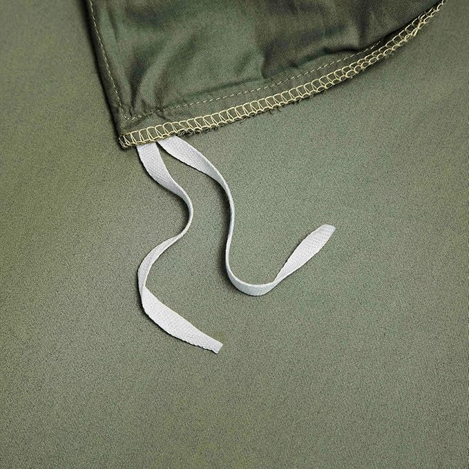 Olive Green Cotton Duvet Cover Set Queen 100% Long-Staple Cotton Sateen Bedding Set, Soft Breathable Smooth Organic Pure Cotton Plain Comforter Cover, Luxury Minimalist Bedroom Decor for All Season