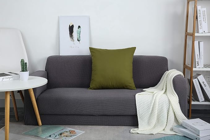 TangDepot 100% Cotton Solid Throw Pillow Cover 18x18 Olive Green | 100% cotton, same-color zip, machine wash & air dry. For living room, bedroom, office, car. 42 colors, 245 sizes. Cover only.