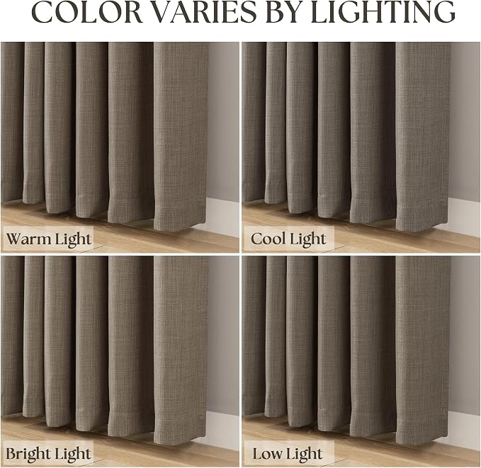 Dark Brown Semi Sheer Curtains 90 Inch Long for Living Room 2 Panels Set Light Filtering Privacy Flax Linen Grommet Drapes Cottagecore Farmhouse Rustic Window Chocolate Brown Curtains for Bedroom