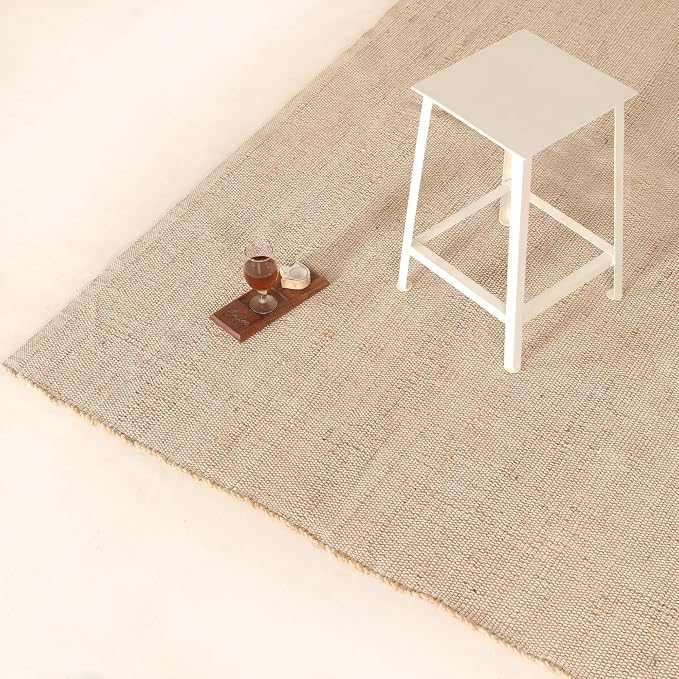 Natural Cotton Jute Area Rug – Handcrafted Braided Accent Rug, Sustainable Floor Décor, 3x5 Feet