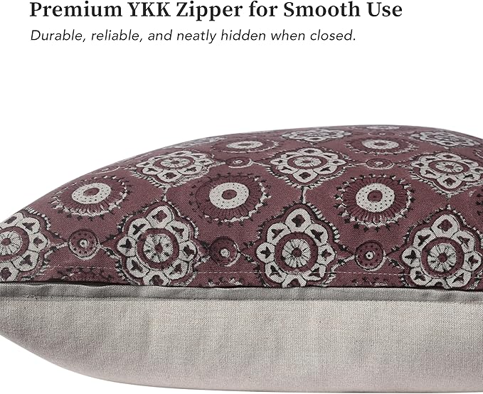Handmade Block Print 100% Thick Cotton 20 x 20 inch Throw Pillow Cushion Cover with Zipper - Pillowcase for Bedroom, livingroom, Couch, Sofa, Outdoor, Chair, Bed, Home Décor-Uma (Teracotta Pink)