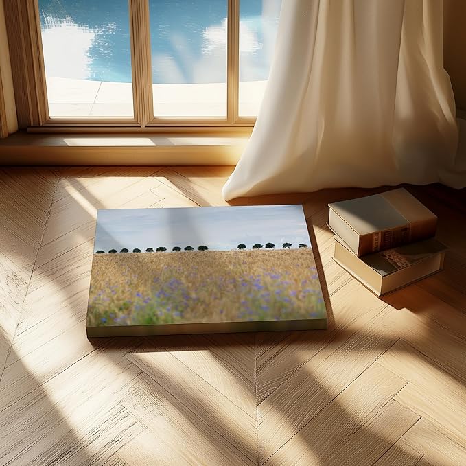 Monem Art Golden Meadow Horizon Landscape Print - Minimalist Nature Photography Poster - Wall Decor for Living Room, Bedroom or Office - 8x10 STRETCHED CANVAS Wall Art by Mareike Bohmer