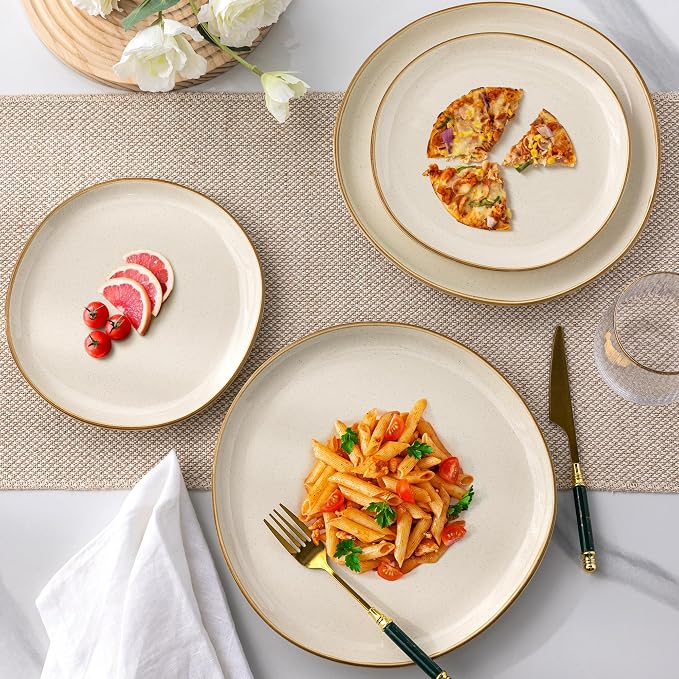 AmorArc Ceramic Dinnerware Sets,Handmade Reactive Glaze Stoneware Plates and Bowls Sets,Highly Scratch Resistant | Dishwasher & Microwave Safe Dishes Set,Service for 4 (12pc)