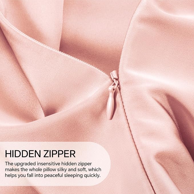 INFIIXSO Mulberry Silk Pillowcase for Hair and Skin, Silk Pillow Cases Queen Size Set of 2 with Hidden Zipper 20x30 Inches, Ultra Smooth and Soft Cooling Pillow Cases for Hot Sleepers(Coral, 2 Pack)